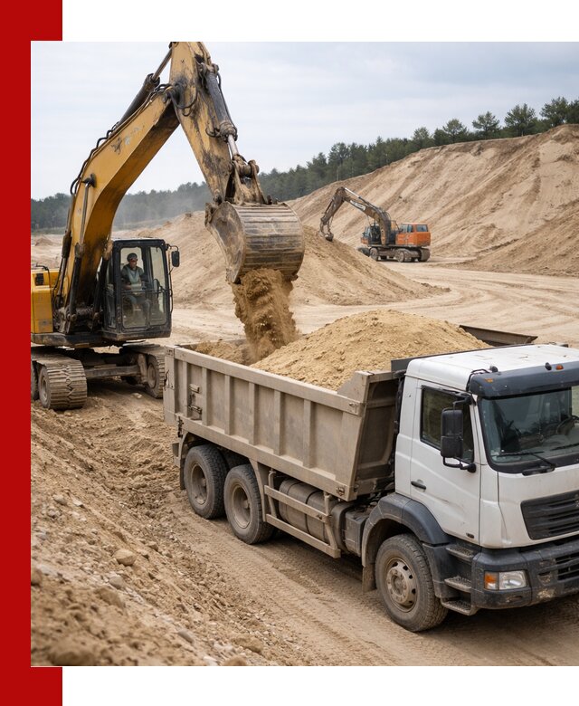 Доставка карьерного песка с самосвалами и разгрузкой в Кореновске