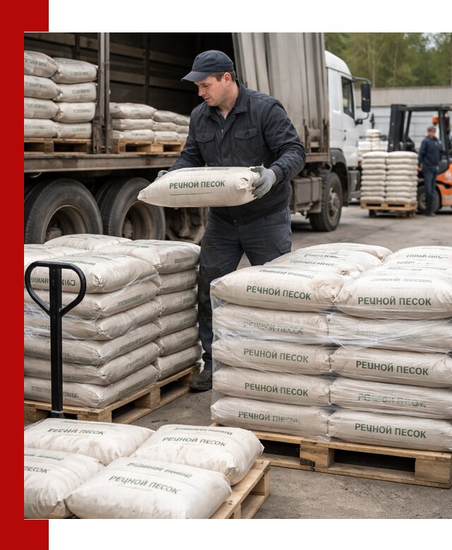 Речной песок в мешках с доставкой в Кореновске