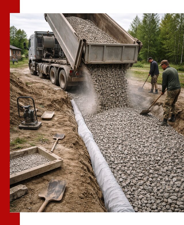Гравий для дренажа с доставкой в Кореновске качественный и недорогой