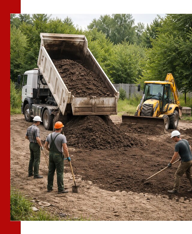 Доставка и укладка грунта для выравнивания участка в Кореновске