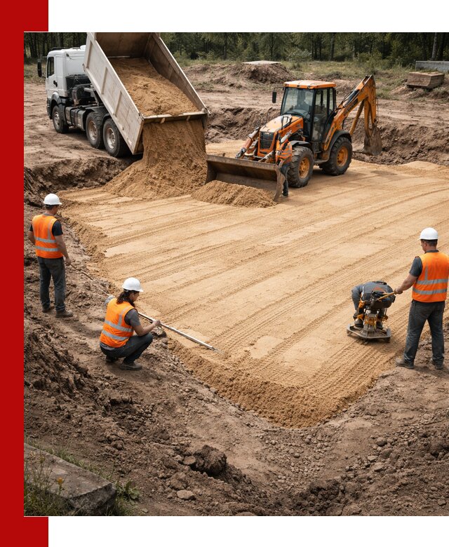 Устройство песчаной подушки для фундаментов и дорог в Кореновске